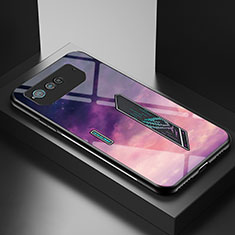 Funda Bumper Silicona Gel Espejo Patron de Moda Carcasa LS2 para Asus ROG Phone 6 Pro Morado
