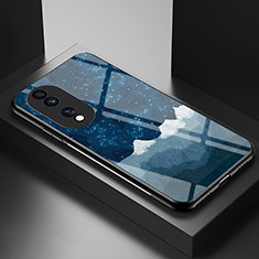 Funda Bumper Silicona Gel Espejo Patron de Moda Carcasa LS2 para Huawei Honor 70 5G Azul