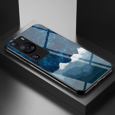 Funda Bumper Silicona Gel Espejo Patron de Moda Carcasa LS2 para Huawei P60 Azul