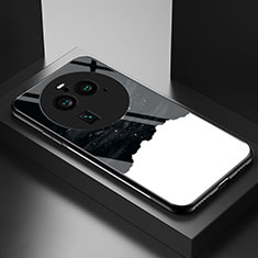Funda Bumper Silicona Gel Espejo Patron de Moda Carcasa LS2 para Oppo Find X6 Pro 5G Negro