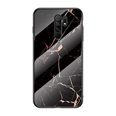 Funda Bumper Silicona Gel Espejo Patron de Moda Carcasa LS2 para Xiaomi Redmi 9 Oro y Negro