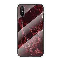 Funda Bumper Silicona Gel Espejo Patron de Moda Carcasa LS2 para Xiaomi Redmi 9AT Rojo