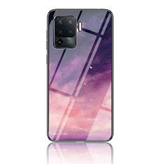 Funda Bumper Silicona Gel Espejo Patron de Moda Carcasa LS4 para Oppo F19 Pro Morado