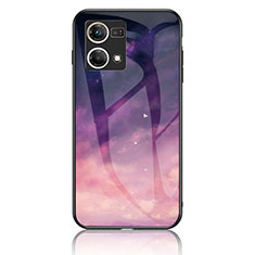 Funda Bumper Silicona Gel Espejo Patron de Moda Carcasa LS4 para Oppo Reno8 4G Morado