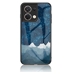 Funda Bumper Silicona Gel Espejo Patron de Moda Carcasa LS4 para Oppo Reno8 5G Azul