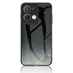 Funda Bumper Silicona Gel Espejo Patron de Moda Carcasa LS4 para Oppo Reno8 Pro 5G Gris