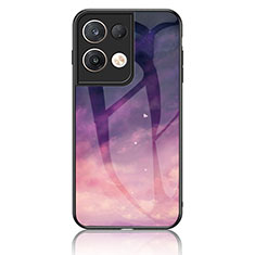 Funda Bumper Silicona Gel Espejo Patron de Moda Carcasa LS4 para Oppo Reno8 Pro 5G Morado