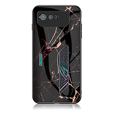 Funda Bumper Silicona Gel Espejo Patron de Moda Carcasa para Asus ROG Phone 6 Oro y Negro