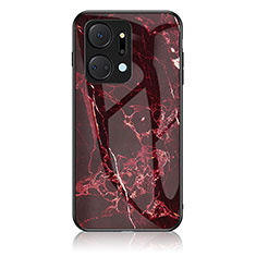 Funda Bumper Silicona Gel Espejo Patron de Moda Carcasa para Huawei Honor X7a Rojo