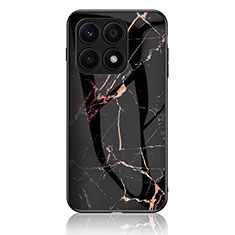 Funda Bumper Silicona Gel Espejo Patron de Moda Carcasa para Huawei Honor X8a 4G Oro y Negro