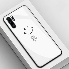 Funda Bumper Silicona Gel Espejo Patron de Moda Carcasa para Huawei P30 Pro New Edition Blanco