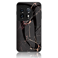 Funda Bumper Silicona Gel Espejo Patron de Moda Carcasa para OnePlus 11 5G Oro y Negro