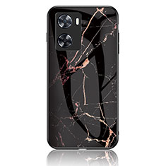 Funda Bumper Silicona Gel Espejo Patron de Moda Carcasa para Oppo A57 4G Oro y Negro