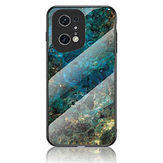 Funda Bumper Silicona Gel Espejo Patron de Moda Carcasa para Oppo Find X5 Pro 5G Azul