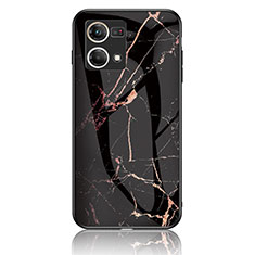 Funda Bumper Silicona Gel Espejo Patron de Moda Carcasa para Oppo Reno7 4G Oro y Negro