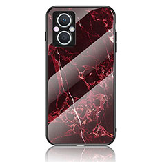 Funda Bumper Silicona Gel Espejo Patron de Moda Carcasa para Oppo Reno7 Lite 5G Rojo