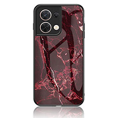 Funda Bumper Silicona Gel Espejo Patron de Moda Carcasa para Oppo Reno8 5G Rojo