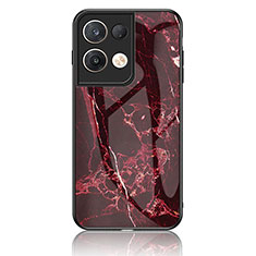 Funda Bumper Silicona Gel Espejo Patron de Moda Carcasa para Oppo Reno8 Pro+ Plus 5G Rojo