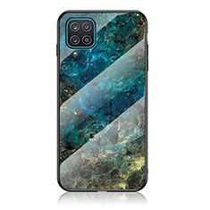 Funda Bumper Silicona Gel Espejo Patron de Moda Carcasa para Samsung Galaxy A12 Azul