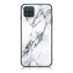 Funda Bumper Silicona Gel Espejo Patron de Moda Carcasa para Samsung Galaxy A12 Nacho Blanco