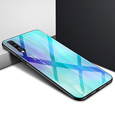 Funda Bumper Silicona Gel Espejo Patron de Moda Carcasa para Samsung Galaxy A70S Azul Cielo