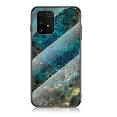 Funda Bumper Silicona Gel Espejo Patron de Moda Carcasa para Samsung Galaxy A91 Azul