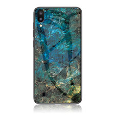 Funda Bumper Silicona Gel Espejo Patron de Moda Carcasa para Samsung Galaxy M10 Azul