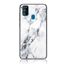 Funda Bumper Silicona Gel Espejo Patron de Moda Carcasa para Samsung Galaxy M21 Blanco
