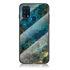 Funda Bumper Silicona Gel Espejo Patron de Moda Carcasa para Samsung Galaxy M21s Azul