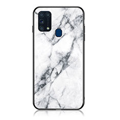 Funda Bumper Silicona Gel Espejo Patron de Moda Carcasa para Samsung Galaxy M21s Blanco