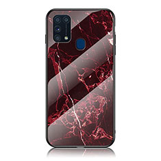 Funda Bumper Silicona Gel Espejo Patron de Moda Carcasa para Samsung Galaxy M31 Rojo