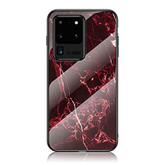 Funda Bumper Silicona Gel Espejo Patron de Moda Carcasa para Samsung Galaxy S20 Ultra Rojo