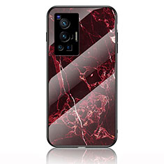 Funda Bumper Silicona Gel Espejo Patron de Moda Carcasa para Vivo X70 Pro 5G Rojo