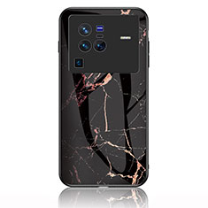 Funda Bumper Silicona Gel Espejo Patron de Moda Carcasa para Vivo X80 Pro 5G Oro y Negro