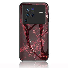 Funda Bumper Silicona Gel Espejo Patron de Moda Carcasa para Vivo X80 Pro 5G Rojo