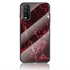 Funda Bumper Silicona Gel Espejo Patron de Moda Carcasa para Vivo Y12s Rojo