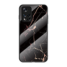 Funda Bumper Silicona Gel Espejo Patron de Moda Carcasa para Xiaomi Redmi Note 11 5G Oro y Negro