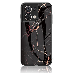 Funda Bumper Silicona Gel Espejo Patron de Moda Carcasa para Xiaomi Redmi Note 13 5G Oro y Negro