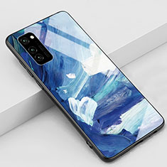 Funda Bumper Silicona Gel Espejo Patron de Moda Carcasa S01 para Huawei Honor V30 Pro 5G Azul
