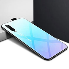 Funda Bumper Silicona Gel Espejo Patron de Moda Carcasa S01 para Huawei P Smart Pro (2019) Azul Cielo