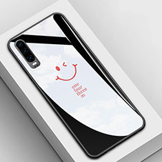 Funda Bumper Silicona Gel Espejo Patron de Moda Carcasa S01 para Huawei P30 Negro