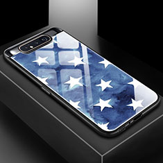 Funda Bumper Silicona Gel Espejo Patron de Moda Carcasa S01 para Samsung Galaxy A80 Azul
