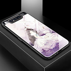 Funda Bumper Silicona Gel Espejo Patron de Moda Carcasa S01 para Samsung Galaxy A90 4G Morado