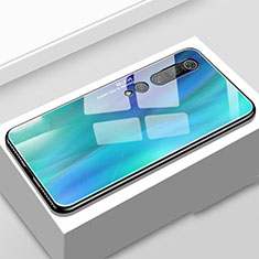Funda Bumper Silicona Gel Espejo Patron de Moda Carcasa S01 para Xiaomi Mi 10 Pro Azul Cielo