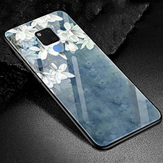 Funda Bumper Silicona Gel Espejo Patron de Moda Carcasa S02 para Huawei Mate 20 X 5G Azul