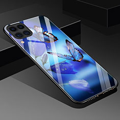 Funda Bumper Silicona Gel Espejo Patron de Moda Carcasa S02 para Huawei P40 Lite Azul