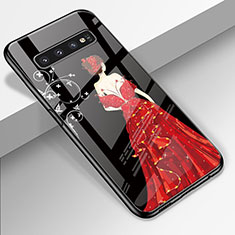 Funda Bumper Silicona Gel Espejo Vestido de Novia Carcasa K01 para Samsung Galaxy S10 5G Rojo y Negro