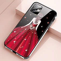 Funda Bumper Silicona Gel Espejo Vestido de Novia Carcasa para Apple iPhone 12 Mini Rojo Rosa