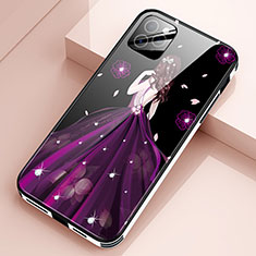 Funda Bumper Silicona Gel Espejo Vestido de Novia Carcasa para Apple iPhone 12 Pro Max Morado