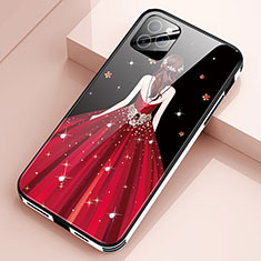 Funda Bumper Silicona Gel Espejo Vestido de Novia Carcasa para Apple iPhone 12 Pro Rojo